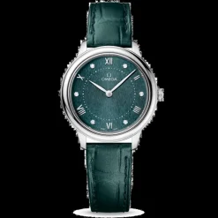 OMEGA De Ville Prestige 30 mm Acero Esfera Verde y Brillantes