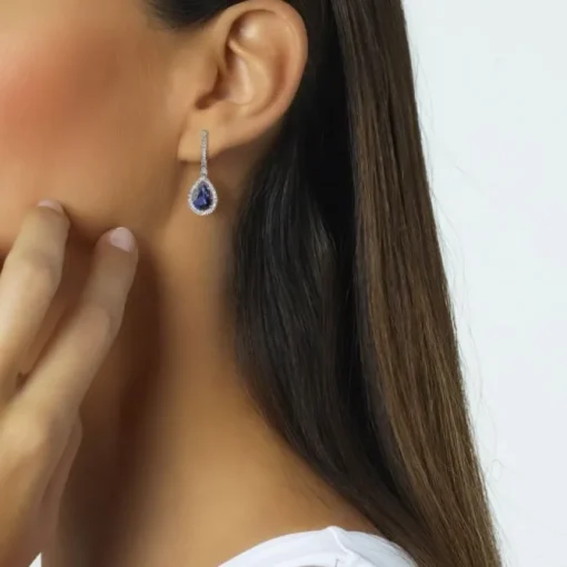 Pendientes "Caramelo" de oro blanco iolitas y diamantes