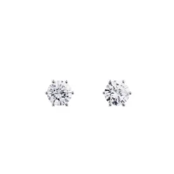 Pendientes de diamantes en oro blanco con 6 garras de 2 quilates