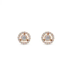 Pendientes de diamantes en oro rosa con orla de pavé de diamantes de 0,35 quilates