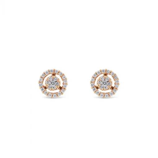 Pendientes de diamantes en oro rosa con orla de pavé de diamantes de 0,35 quilates