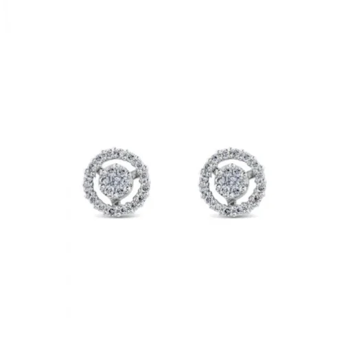 Pendientes de diamantes en oro blanco con orla de pavé de diamantes de 0,35 quilates