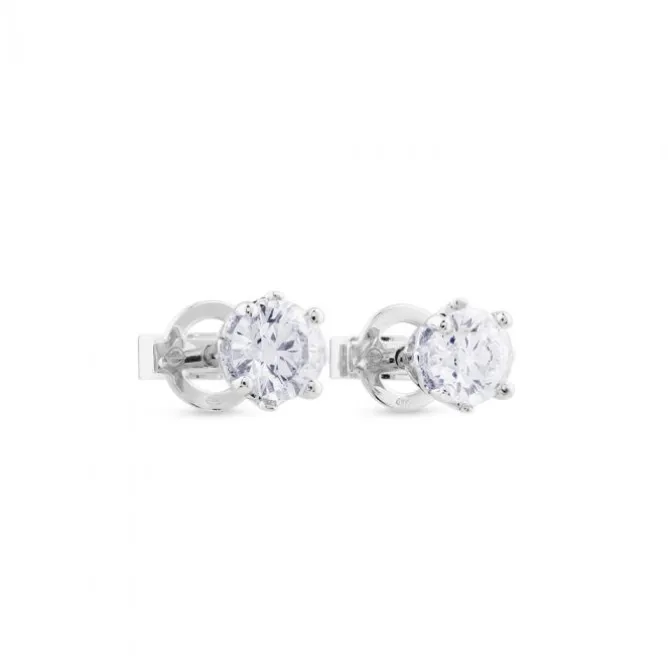 Pendientes de diamantes en oro blanco con 6 garras de 1,03 quilates