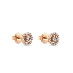 Pendientes de diamantes en oro rosa con orla de pavé de diamantes de 0,35 quilates