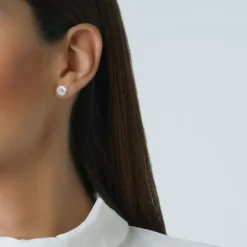 Pendientes de diamantes en oro blanco con 6 garras de 2 quilates
