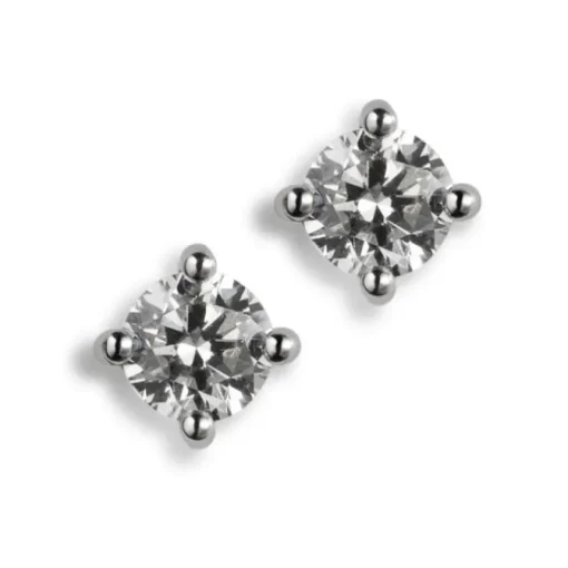 Pendientes de oro blanco con diamantes engastados en 4 garras