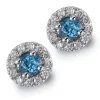 Pendientes de oro blanco con topacio azul y orla de diamantes