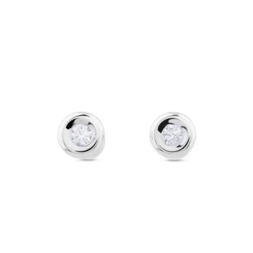 Pendientes de oro blanco con diamantes en chatón 0,20 quilates