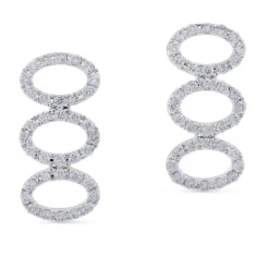 Pendientes de oro blanco con 3 ovales verticales de diamantes