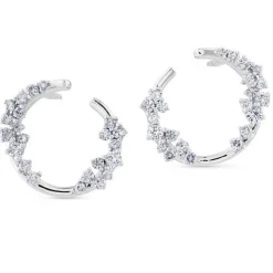Pendientes de oro blanco semicírculo con diamantes