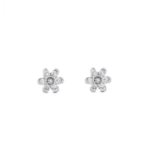 Pendientes de oro blanco con diamantes en forma de flor