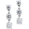 Pendientes de oro blanco con 3 diamantes en garra articulados