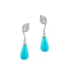 Pendientes de oro blanco largos con turquesas