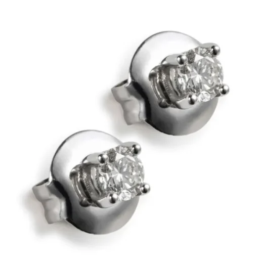 Pendientes de oro blanco con diamantes engastados en 4 garras