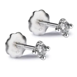 Pendientes de oro blanco con diamantes en 4 garras 0.10 quilates