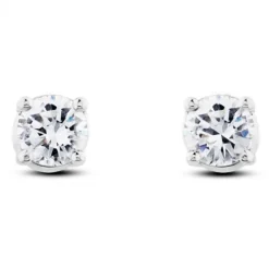 Pendientes de oro blanco con 3 diamantes en garra articulados