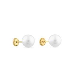 Pendientes de perlas en oro amarillo 7mm