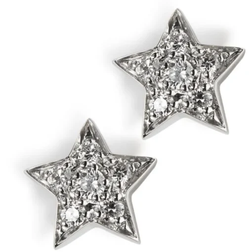 Pendientes estrellas de oro blanco con diamantes