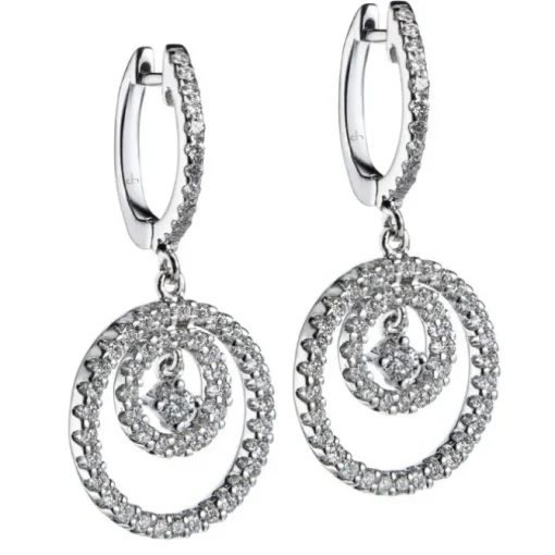 Pendientes GeometriCh de oro blanco con círculos concéntricos de pavé de diamantes