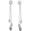 Pendientes largos de oro blanco y diamantes con cadenas en cascada