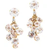 Pendientes largos de oro rosa con diamantes y cristal de roca