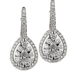 Pendientes lágrima de oro blanco con diamantes
