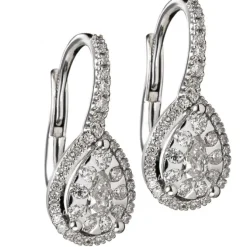 Pendientes lágrima de oro blanco con diamantes