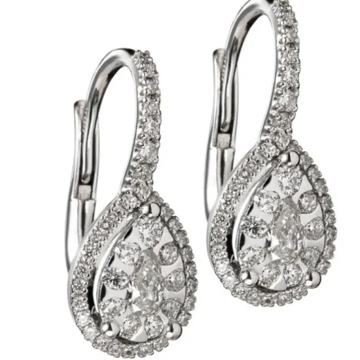 Pendientes lágrima de oro blanco con diamantes