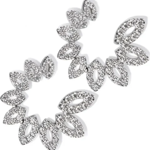 Pendientes media luna de oro blanco con diamantes