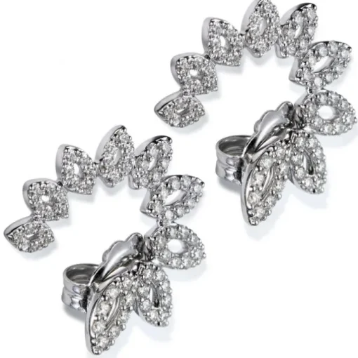 Pendientes media luna de oro blanco con diamantes
