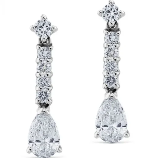 Pendientes Riviere de oro blanco con perillas