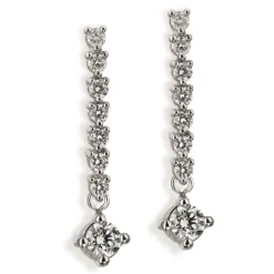 Pendientes riviere de oro blanco con diamantes y brillante en forma de rombo