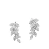 Pendientes trepadores de oro blanco con diamantes en forma de rama