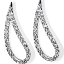 Pendientes trepadores lágrima de oro blanco con diamantes