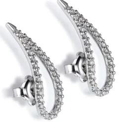 Pendientes trepadores lágrima de oro blanco con diamantes