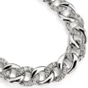 Pulsera barbada "Link" de oro blanco con diamantes