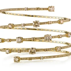 Pulsera muelle 5 vueltas de oro amarillo con diamantes brown