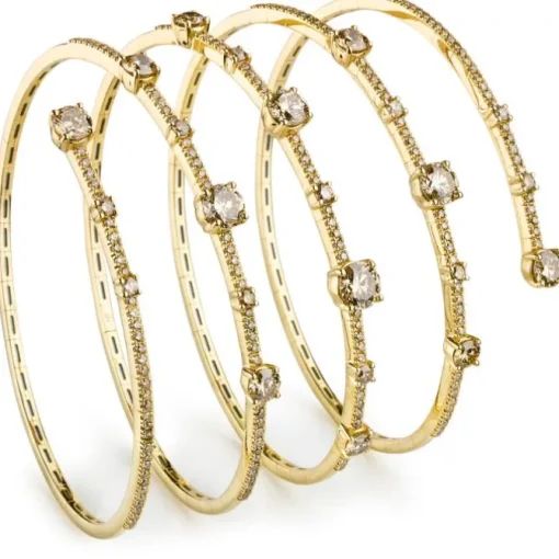 Pulsera muelle 5 vueltas de oro amarillo con diamantes brown