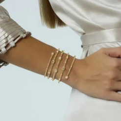 Pulsera muelle 5 vueltas de oro amarillo con diamantes brown