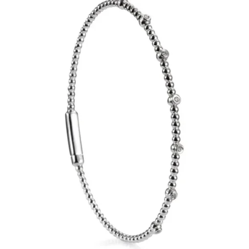 Pulsera rígida "Bubbles" de oro blanco con diamantes en chatón
