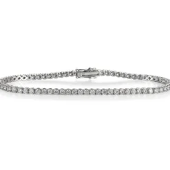 Pulsera Riviere de oro blanco con diamantes talla brillante en garra