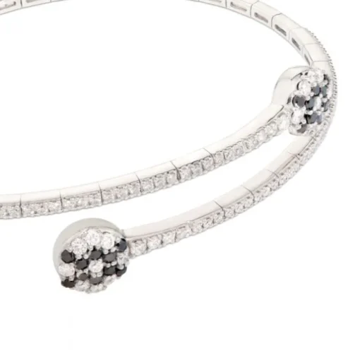 Pulsera "Tu y Yo" de oro blanco con diamantes blancos y negros