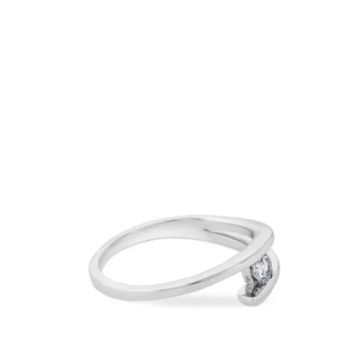 Solitario "Alice" de oro blanco con diamante talla brillante de 0.16 quilates