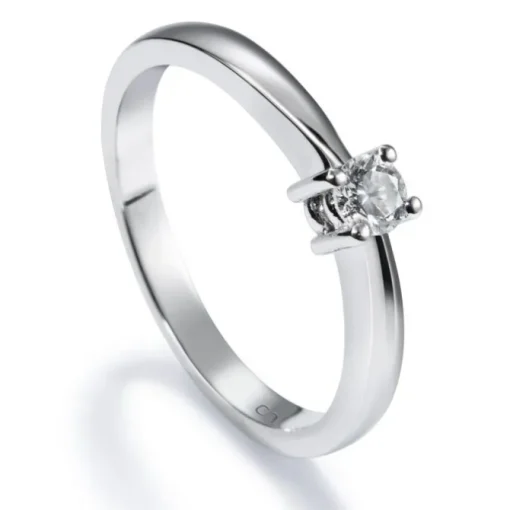 Solitario "Annabella" de oro blanco con diamante talla brillante 0.13 quilates