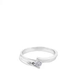 Solitario de oro blanco con diamante en montura envolvente 0.16 quilates