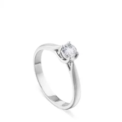 Solitario de oro blanco con diamante talla brillante 0.30 quilates