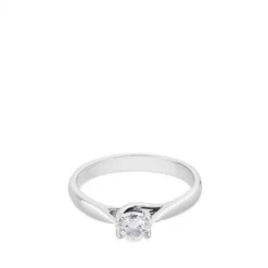 Solitario de oro blanco con diamante talla brillante 0.30 quilates