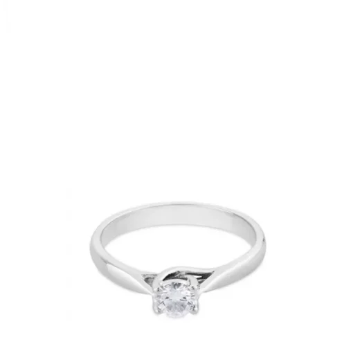 Solitario de oro blanco con diamante talla brillante 0.30 quilates