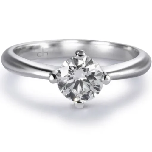 Solitario "Diana" de oro blanco con diamante talla brillante 4 garras
