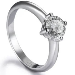 Solitario "Diana" de oro blanco con diamante talla brillante 0.71 quilates